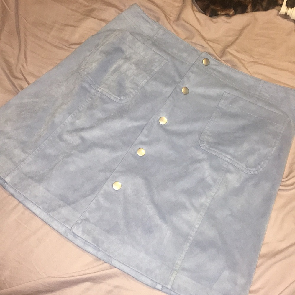 Light Blue Suede Skirt.
